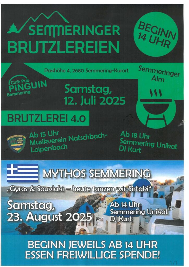 Plakat Veranstaltung Bruzzelei und griechischer Abend
