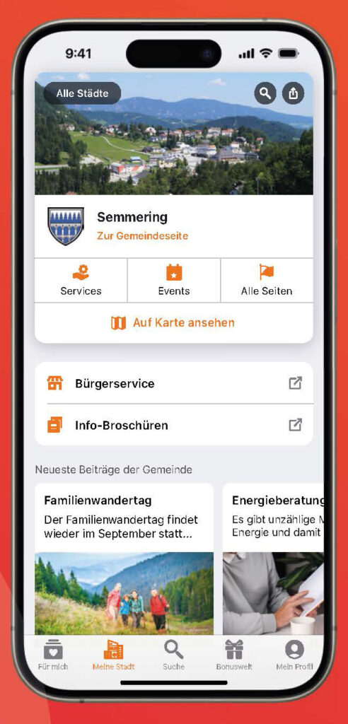 Lade dir CITIES herunter & verbinde dich mit Semmering: Öffne "Service" in Semmering